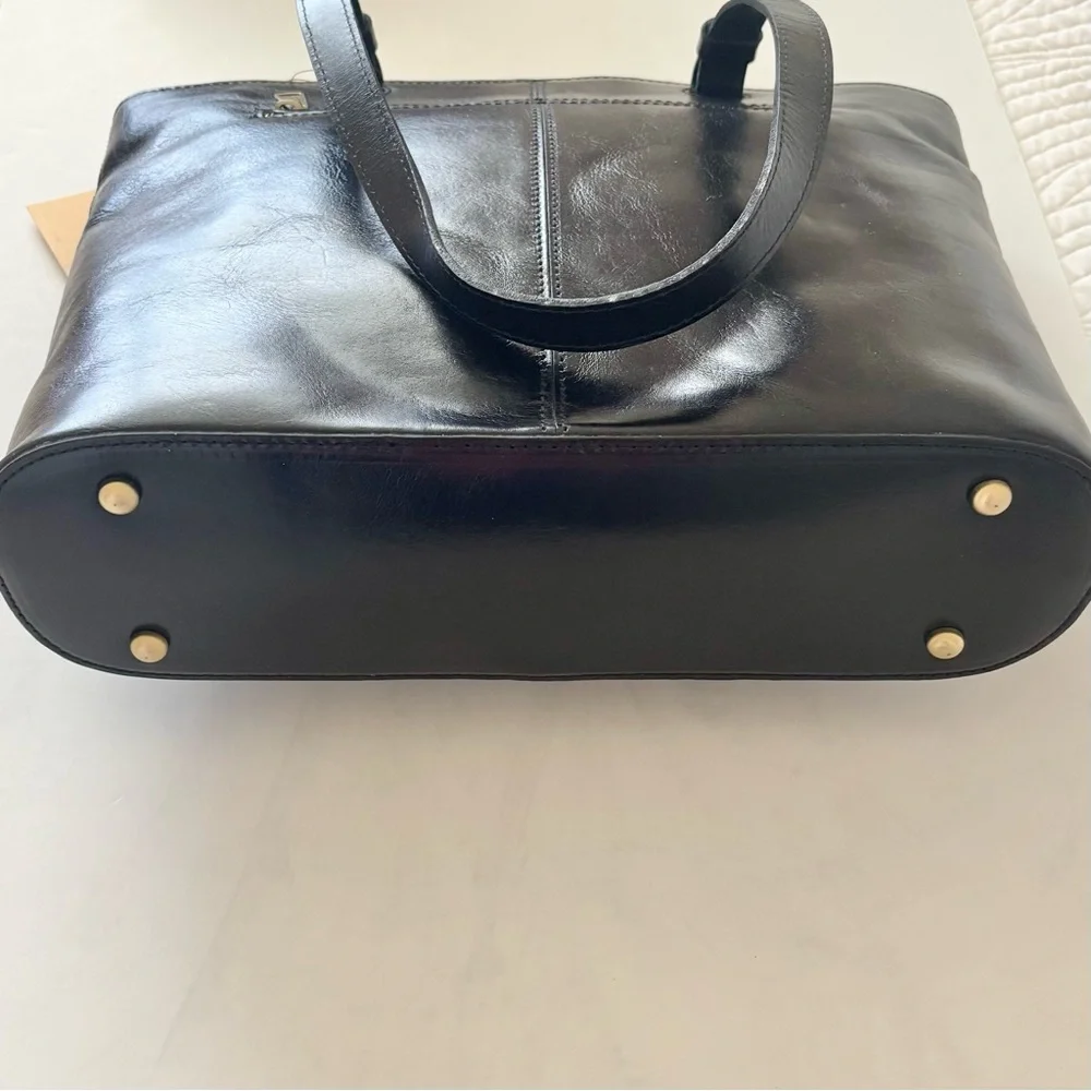 Patricia Nash British Vintage Braden Tote Bag Black Olive Colorblock Leather NEW - Picture 8 of 14